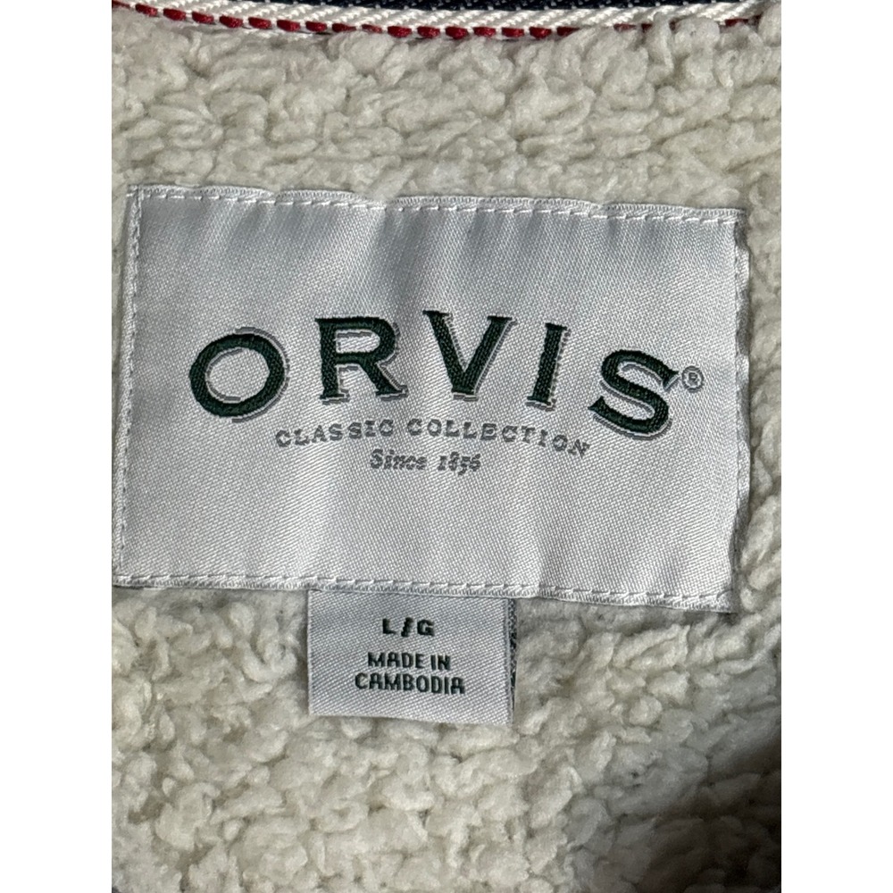 Orvis Mens Gray Textured Sherpa Lined Quarter Zip Pullover Sweater Large - Picture 2 of 10